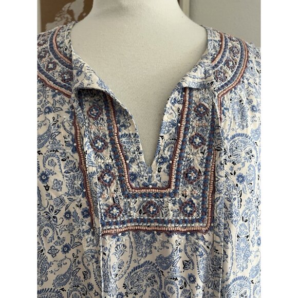 J. Jill Size Large Tunic Top Boho Hippie Festival NEW casual tassels embroidered - Picture 4 of 11